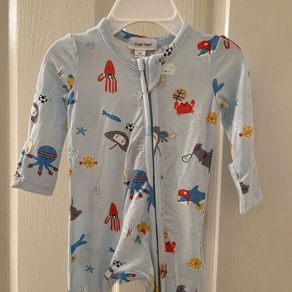 Angel Dear Sports Sea Creatures Bamboo Zipper Footie Sleeper Size Newborn NWT - Picture 2 of 12